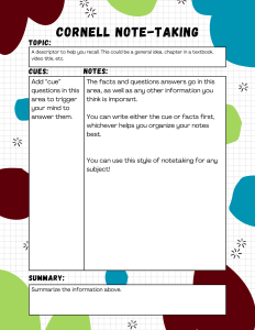 example image of Cornell note set up
