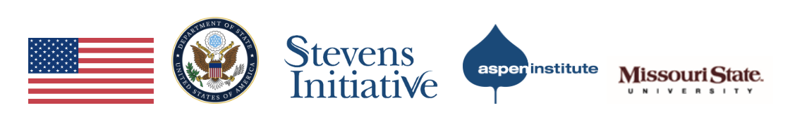 U.S. flag, U.S. logo, Stevens Initiative logo, Aspen Institute logo, MSU logo.