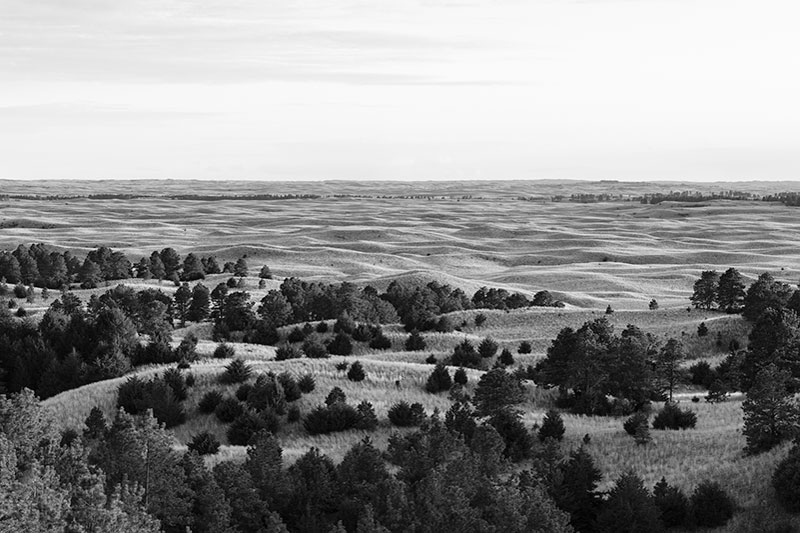 Black and white landscape photograph