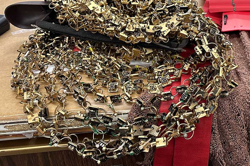 Close up of theatrical costume piece