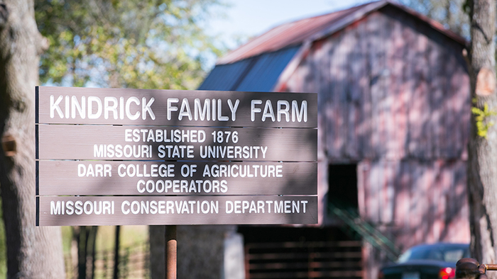 A signage at the entrance of the Kindrick Family Farm. 
