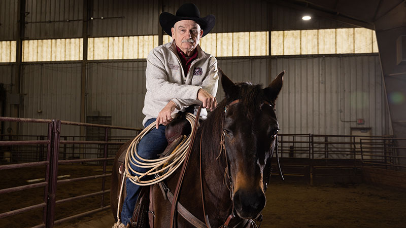 Dr. Gary Webb on a horse.