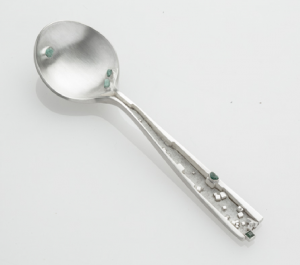 "Alchemic Spoon" by Juliana Mills (silver, enamel, emeralds) 