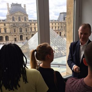 Students enjoying a personlized tour at the Louvre