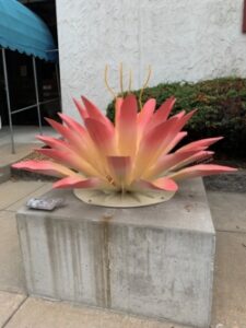 Photo of a metal sculpture of a flower (Photo Credit: Sculpture Walk Springfield)