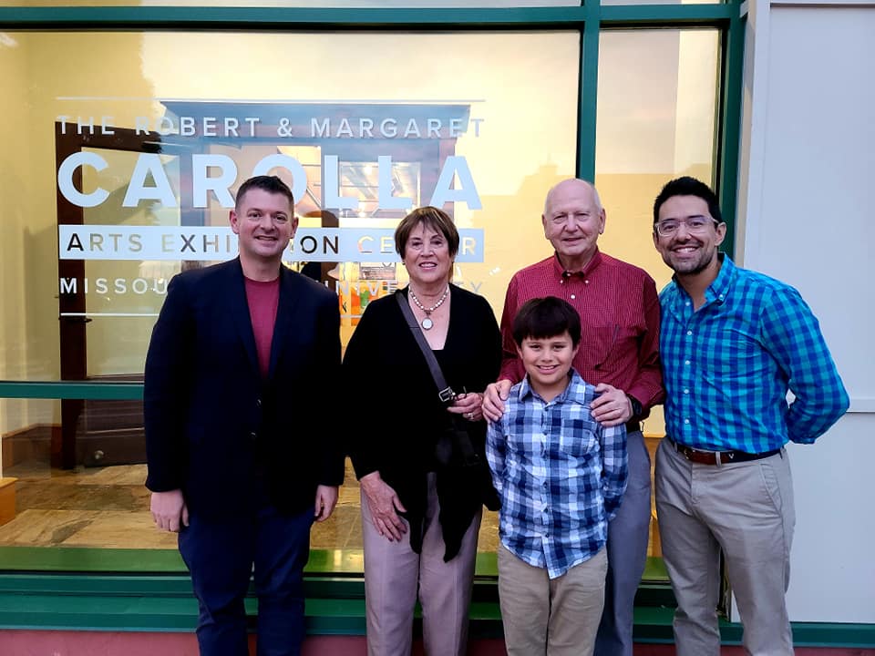 Dr. Shawn Wahl and the Carolla family pose for a photo at the soft opening for the Robert and Margaret Carolla Center for Arts Exhibition