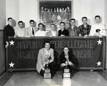 1953 team photo, with 1952 team photo visible in background