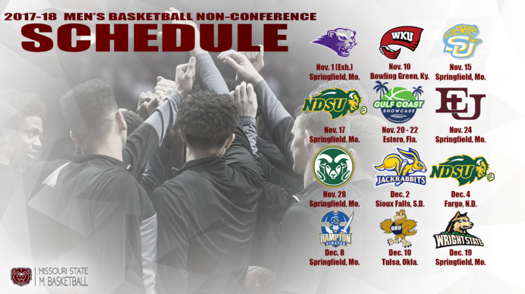 Graphic with text Men's Baskeball Non-Conference Schedule and school logos