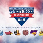 Missouri Valley Conference Women's Soccer Championship in the Valley graphic with school logos