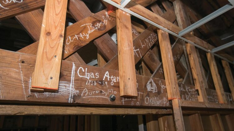 Signatures on Greenwood architectural beams