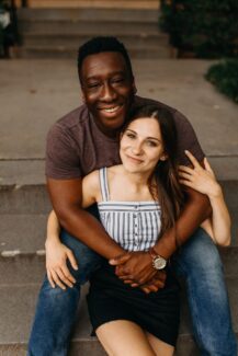 Nii and Rachel on the stairs