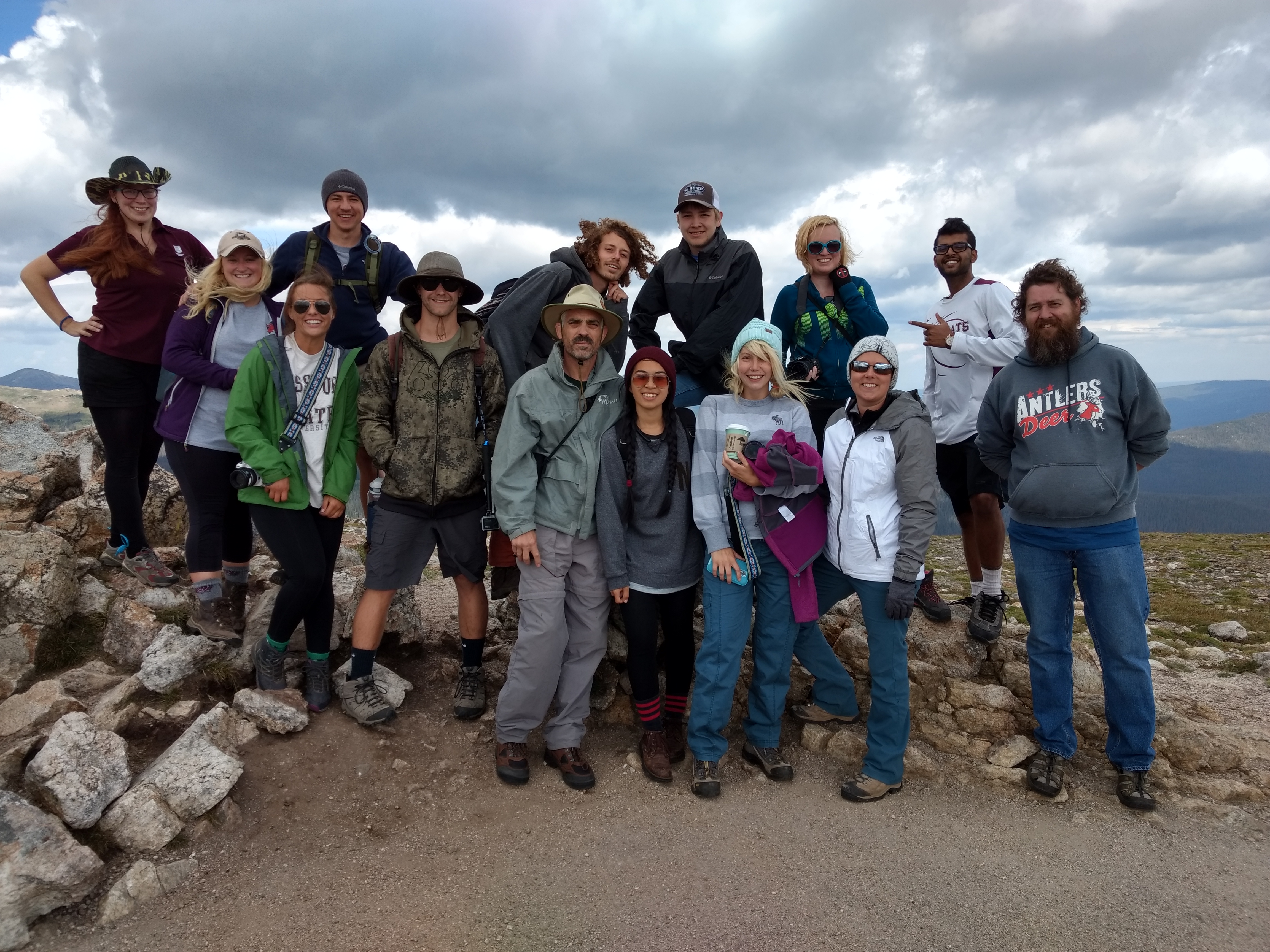 Group photo on the rocky mountains.