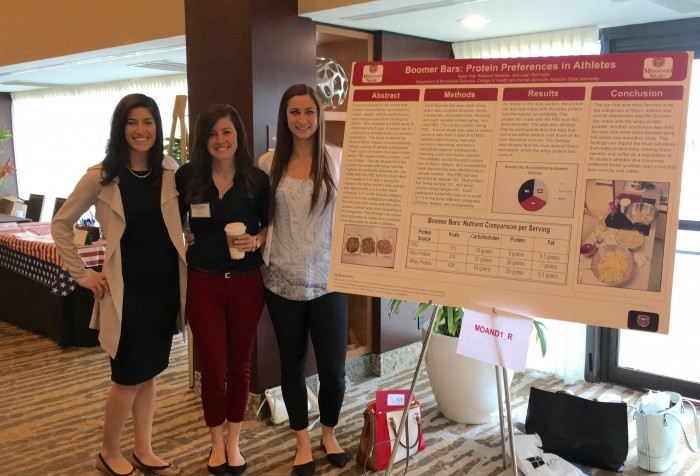 Leah Reitmayer, Taylor Noll and Becca Greenan presented research on athletes and protein bars. 