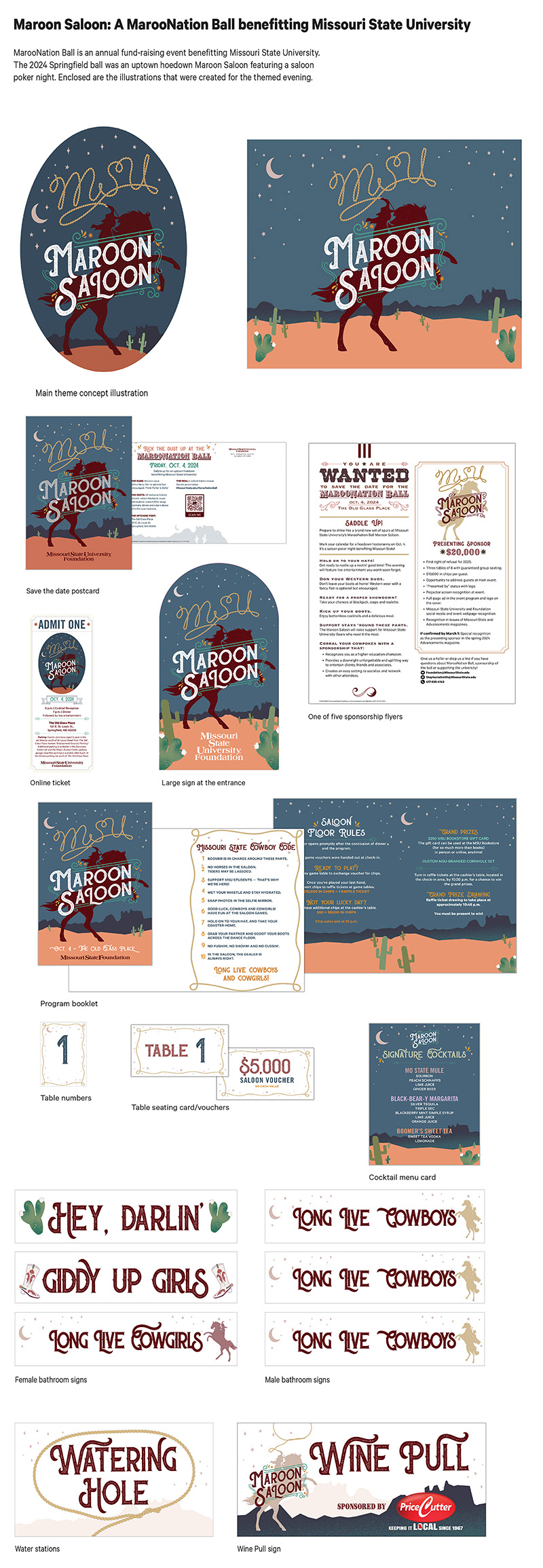 Maroon Saloon illustration series