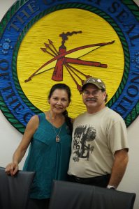 Dr. Meadows with Nuchi Nashoba, the President of the Choctaw Code Talkers Association at the Choctaw Nation Council Chambers in Tuskahoma, Oklahoma.