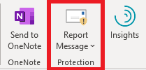 Report Message button from the Outlook toolbar highlighted