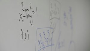 Math problems on a white board