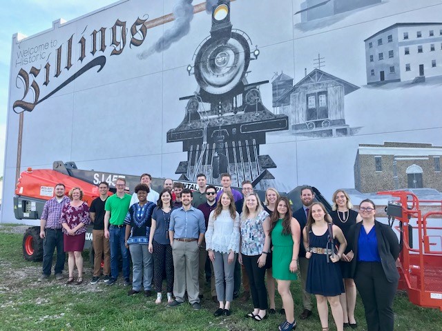 Students in front of the new Billings mural