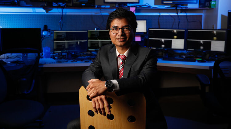 Dr. Iqbal in the Multimedia Systems and Communications Laboratory (MuSyC Lab).
