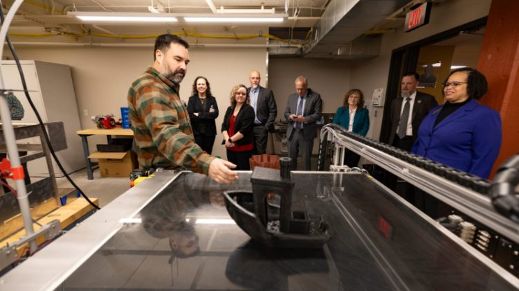 An engineering demo to guests.
