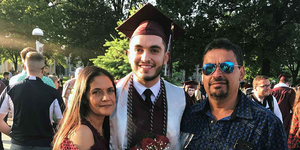 Lino Perez with mom and dad