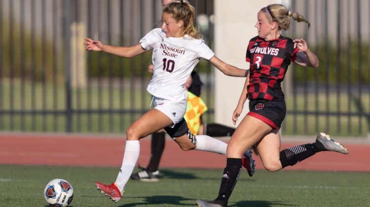 Grace O'Keefe playing for the MSU soccer team