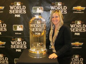 Middlebrook with the 2011 World Series trophy. 