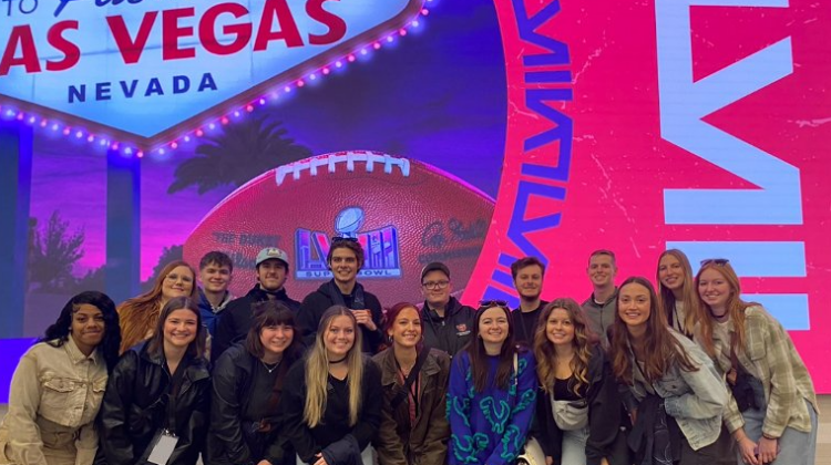 Entertainment Management students at the Super Bowl in Las Vegas.