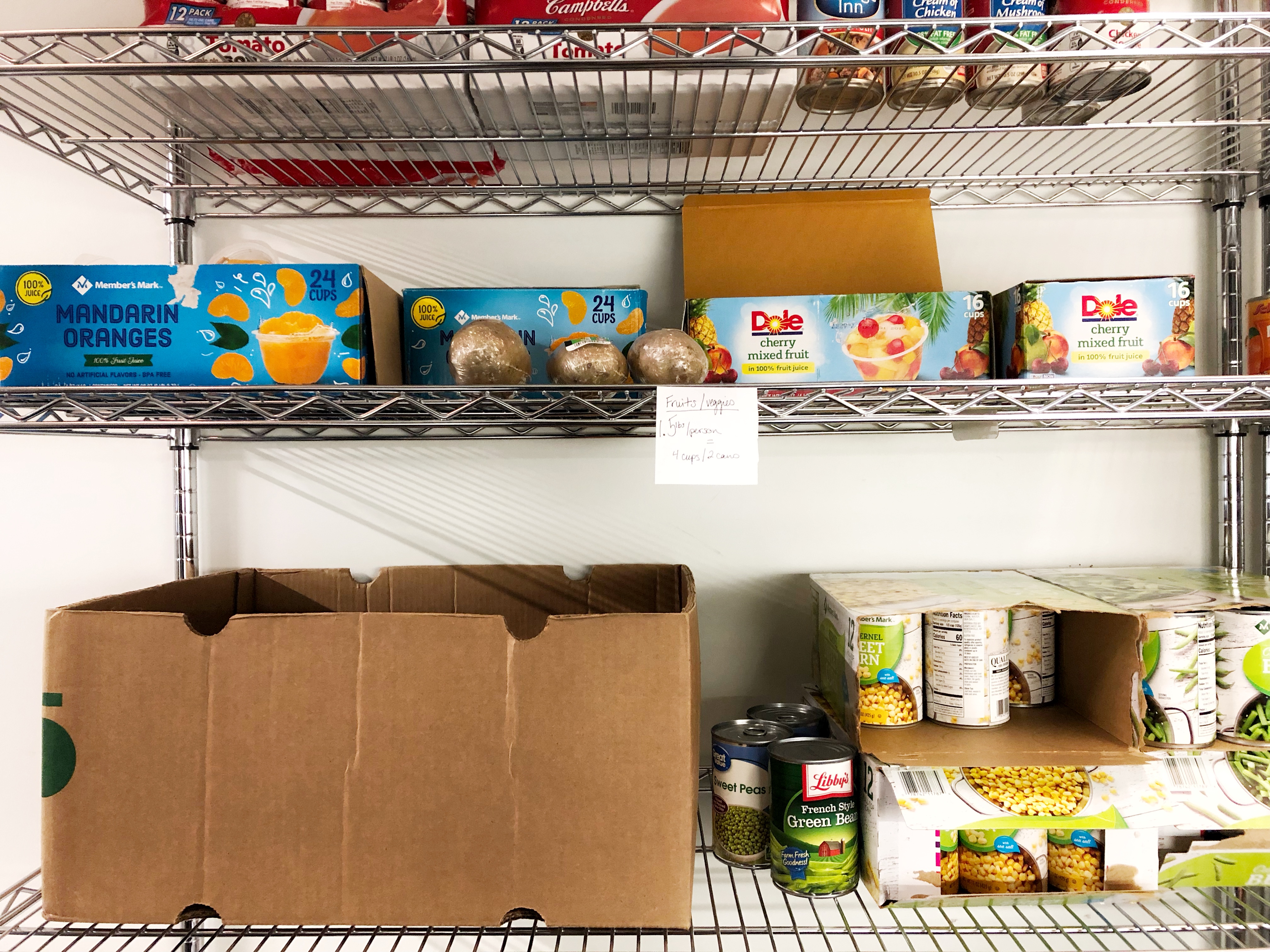 Food donations found in the Bear Pantry at the Center for Community Engagement