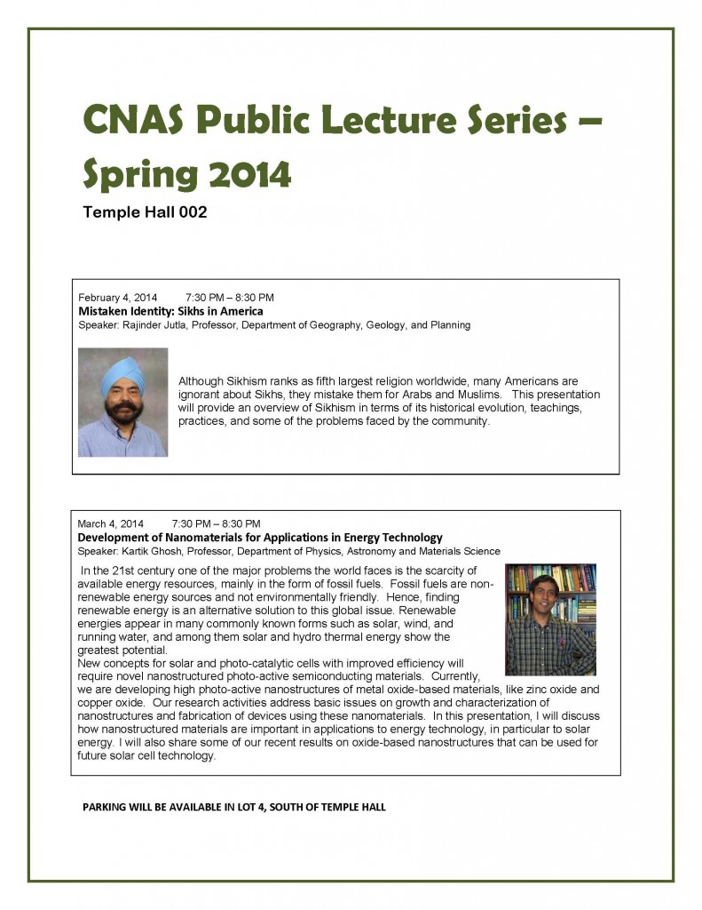 CNAS Public Lecture Series SP14