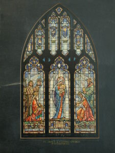 Stained glass window showing the Epiphany