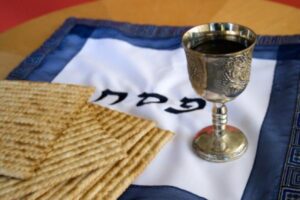 Passover wine and matzah
