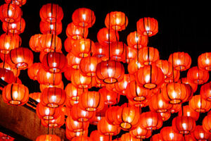 Chinese New Year celebrations with lanterns in Singapore