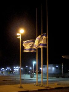 Flags at half mast in Israel at sundown as Yom Hashoah begins