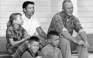 Mildred and Richard Loving with their three children