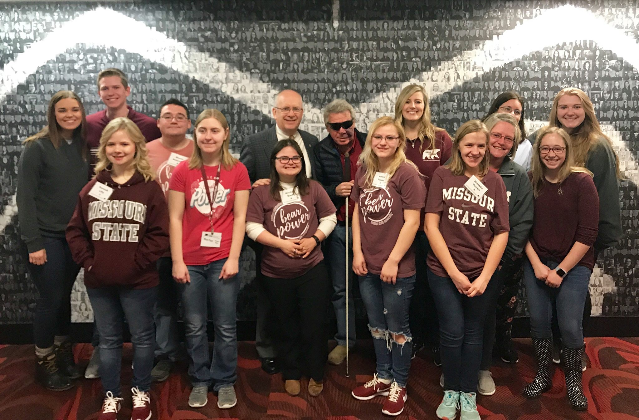 Bear POWER students and staff take a picture with Missouri State University President Clif Smart.
