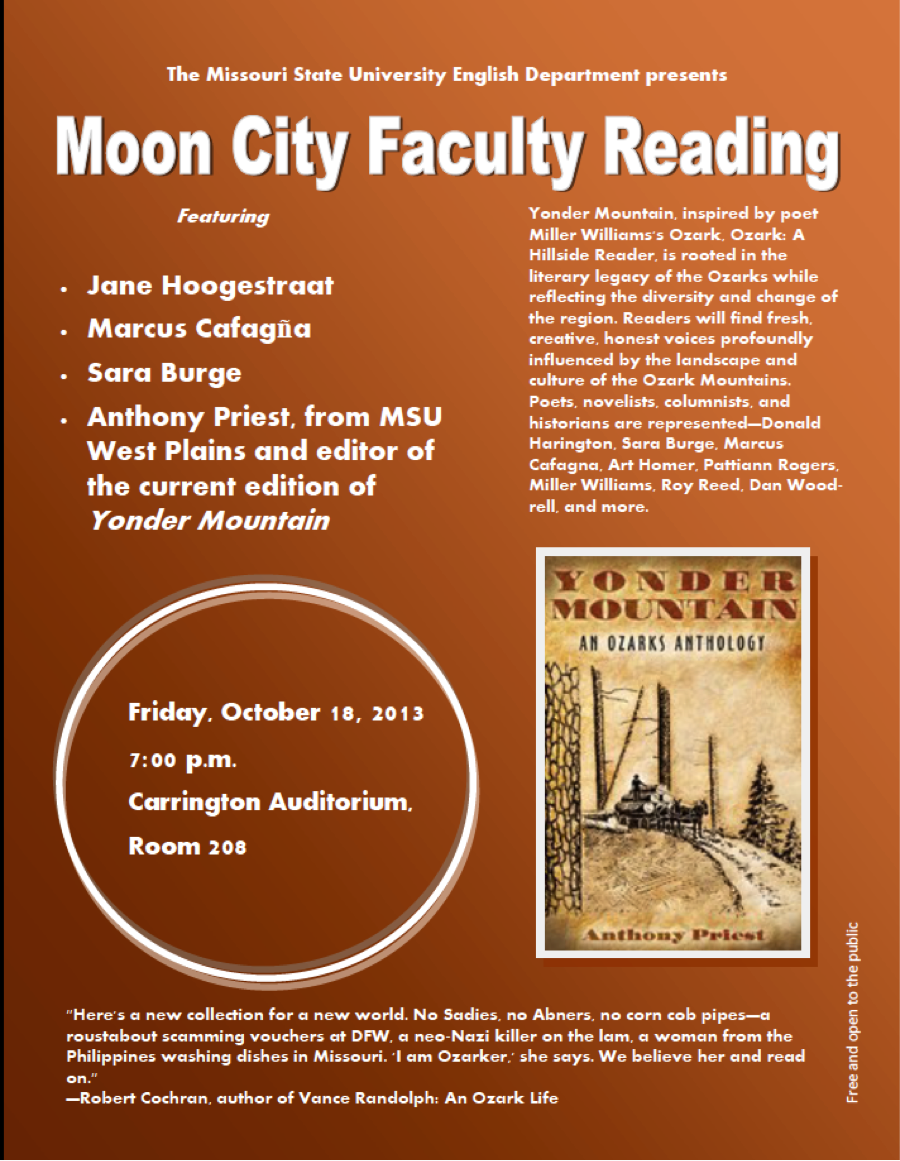 Moon City Faculty Reading Flyer