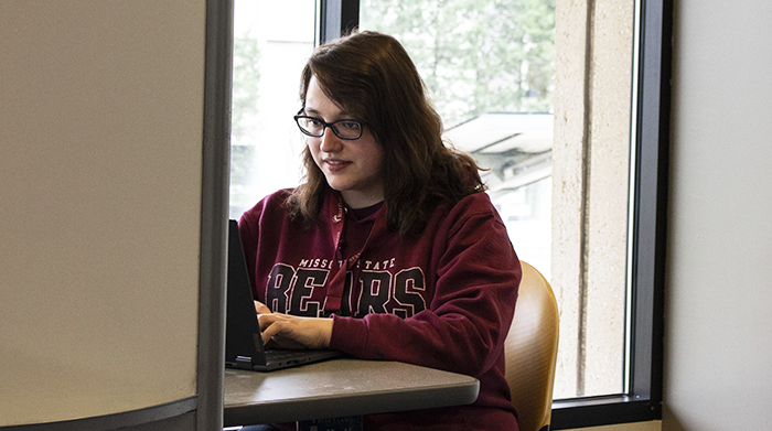 Maria Meluso at work in Missouri State's Meyer Library
