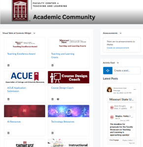 Screenshot of community homepage