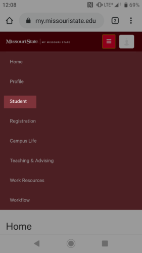 Click on Student tab