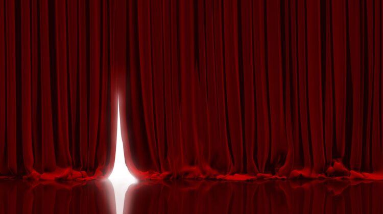 red stage curtain opening