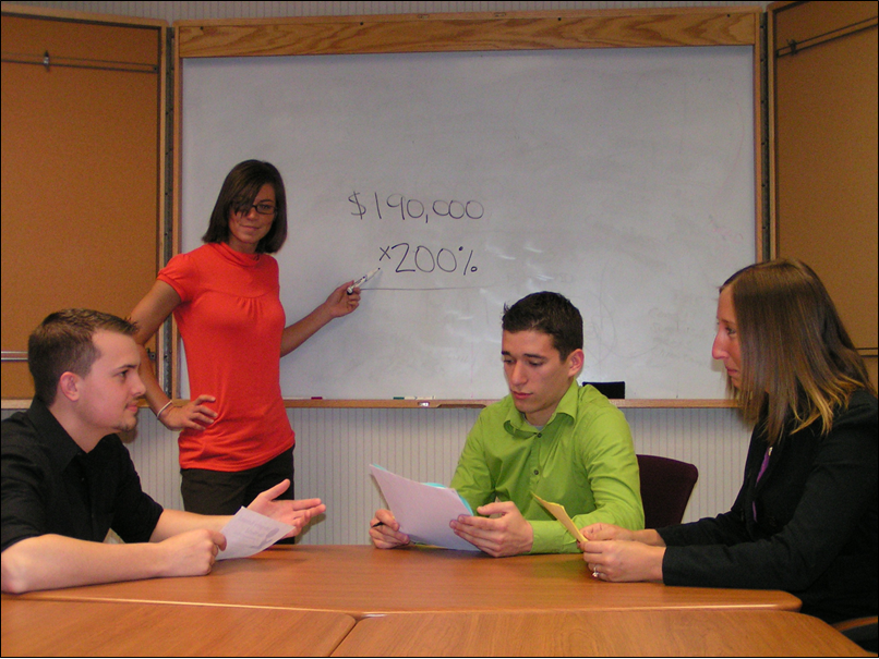 students in negotiation exercise