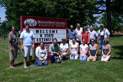 Kansas State Extension agents visit the Fruit Experiment Station.