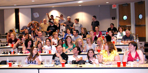 Wine Appreciation students toasting the last class.