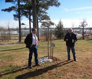 Dr. Del Vecchio talked about the new College of Agriculture and helped to dedicate this dawn redwood tree planted on campus to Dr. Elliott for his years of service.
