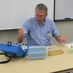Bob Schultheis, University of Missouri Extension Ag Engineer, begins testing water for chemical composition.