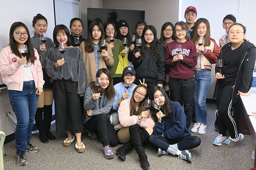 Students toast the completion of their Wines of the World course!