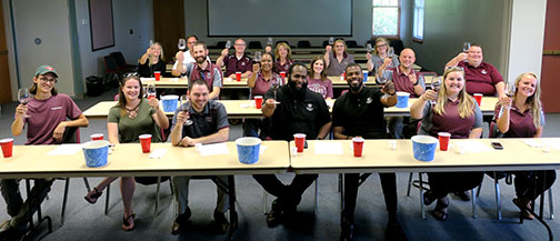 The group toasted with Missouri State University wine.