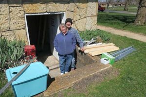 Bob and Wendy returned on April 1 to assemble the Oyster mushroom unit and to fill both units with mushrooms to grow.