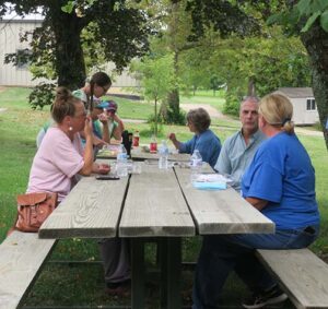 People enjoyed the lunch, some indoors and others outdoors, either way there was plenty of time to talk.